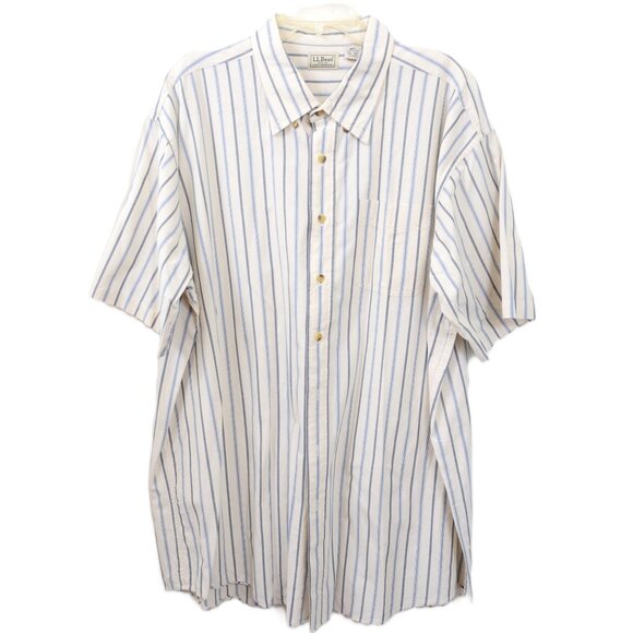 L.L. Bean Men's XXL Tall 100% Cotton Button Down Oxford Shirt Blue Stripe - Picture 1 of 3